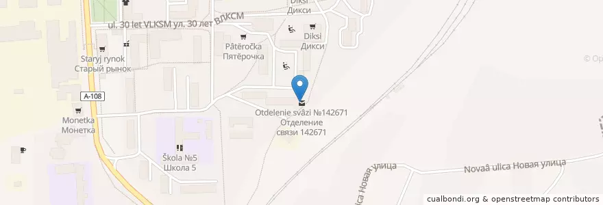Mapa de ubicacion de Отделение связи №142671 en Russland, Föderationskreis Zentralrussland, Oblast Moskau, Орехово-Зуевский Городской Округ.