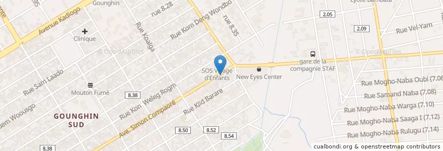 Mapa de ubicacion de Chez Naïline en ブルキナファソ, Centre, Kadiogo, ワガドゥグー.