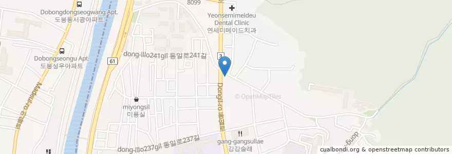 Mapa de ubicacion de 평양만두칼국수 en Corea Del Sur, Seúl, 노원구, 상계1동.