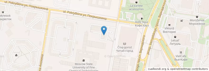 Mapa de ubicacion de Мелис en Rússia, Distrito Federal Central, Москва, Западный Административный Округ, Район Тропарёво-Никулино.