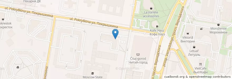 Mapa de ubicacion de ВТБ en Rússia, Distrito Federal Central, Москва, Западный Административный Округ, Район Тропарёво-Никулино.