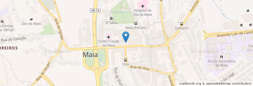Mapa de ubicacion de Caixa Geral de Depósitos en 葡萄牙, 北部大區, Porto, Área Metropolitana Do Porto, Maia, Cidade Da Maia.