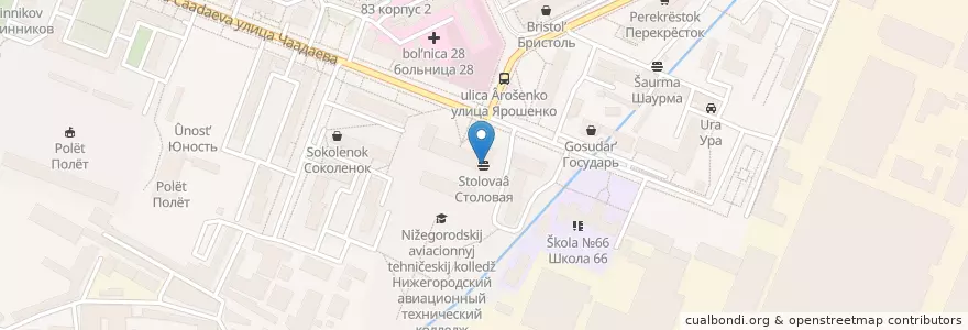 Mapa de ubicacion de Столовая en ロシア, 沿ヴォルガ連邦管区, ニジニ・ノヴゴロド州, ニジニ・ノヴゴロド管区.