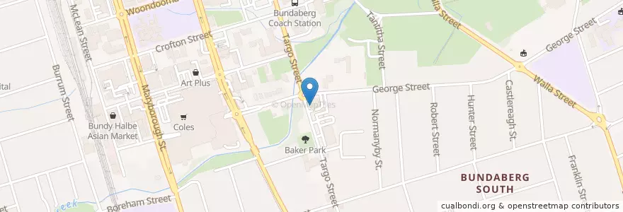 Mapa de ubicacion de Bundy Bar en Australia, Queensland, Bundaberg Region.