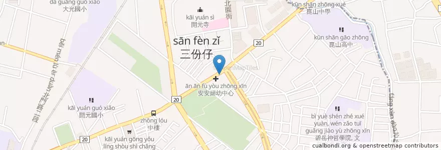 Mapa de ubicacion de 台安藥局 en Tayvan, 臺南市, 北區.