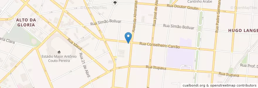 Mapa de ubicacion de Bar Jacobina en ブラジル, 南部地域, パラナ, Região Geográfica Intermediária De Curitiba, Região Metropolitana De Curitiba, Microrregião De Curitiba, クリチバ.