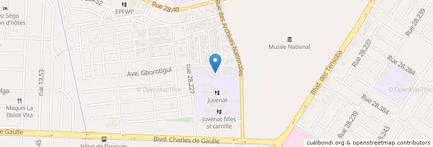 Mapa de ubicacion de CSPS du juvenat filles de st camille en بوركينا فاسو, الأوسط, Kadiogo, واغادوغو.