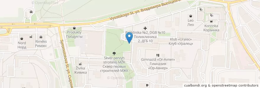 Mapa de ubicacion de Здравница en ロシア, ウラル連邦管区, スヴェルドロフスク州, エカテリンブルク管区.