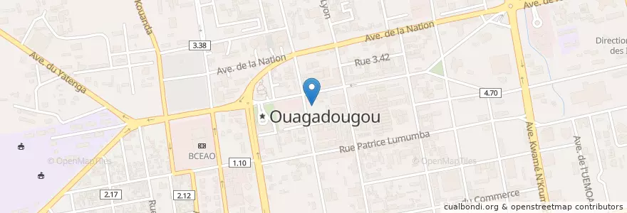 Mapa de ubicacion de Gare STAF en Burkina Faso, Centre, Kadiogo, Ouagadougou.