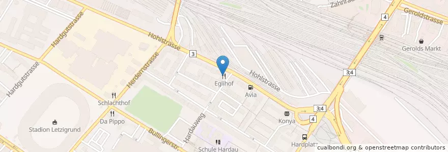 Mapa de ubicacion de Eglihof en Suisse, Zurich, District De Zurich, Zurich.