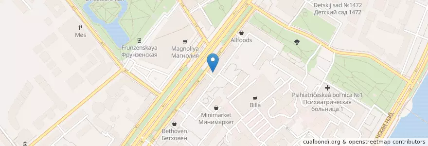 Mapa de ubicacion de Кофе Хауз en Rusya Federasyonu, Центральный Федеральный Округ, Москва, Центральный Административный Округ, Район Хамовники.