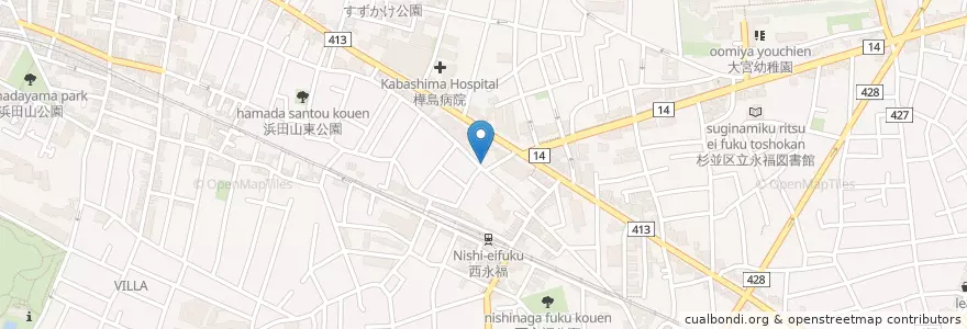 Mapa de ubicacion de 杉並西永福郵便局 en Japón, Tokio, Suginami.
