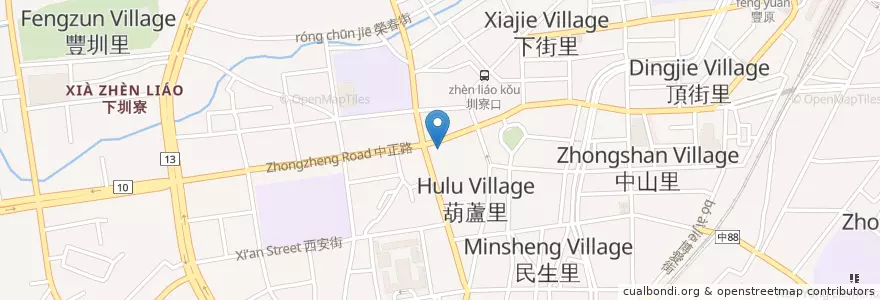 Mapa de ubicacion de 臺灣土地銀行 en Taiwan, Taichung, Fengyuan District.