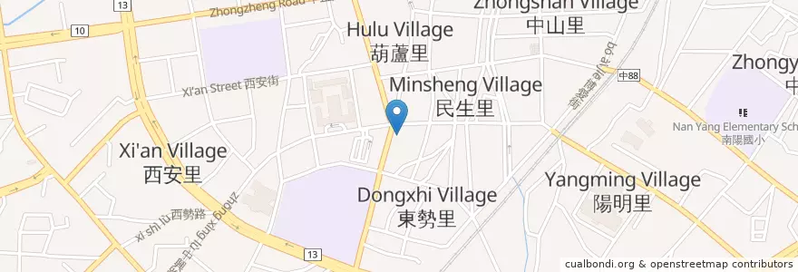 Mapa de ubicacion de 豐原區勞工休閒活動中心 en Taiwan, Taichung, Fengyuan.