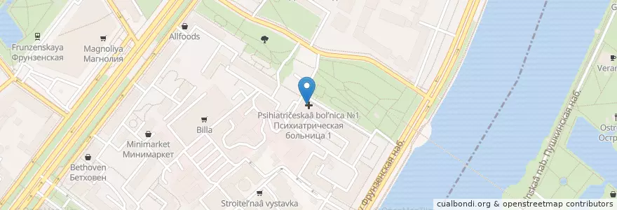 Mapa de ubicacion de Психиатрическая больница №1 en Russia, Central Federal District, Moscow, Central Administrative Okrug, Khamovniki District.