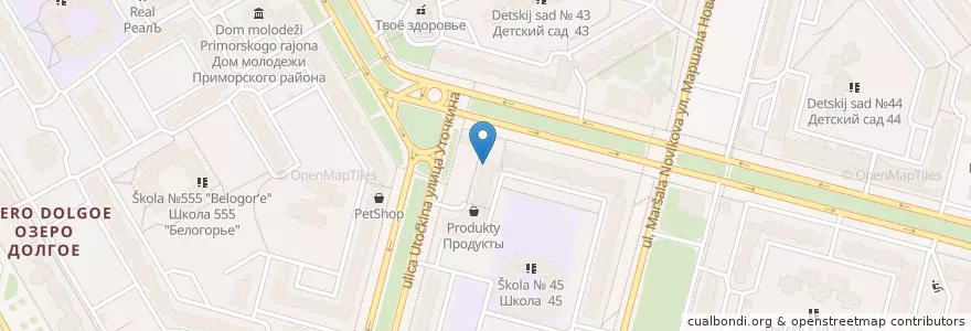 Mapa de ubicacion de Поднебесная en Russland, Föderationskreis Nordwest, Oblast Leningrad, Sankt Petersburg, Приморский Район, Округ Озеро Долгое.