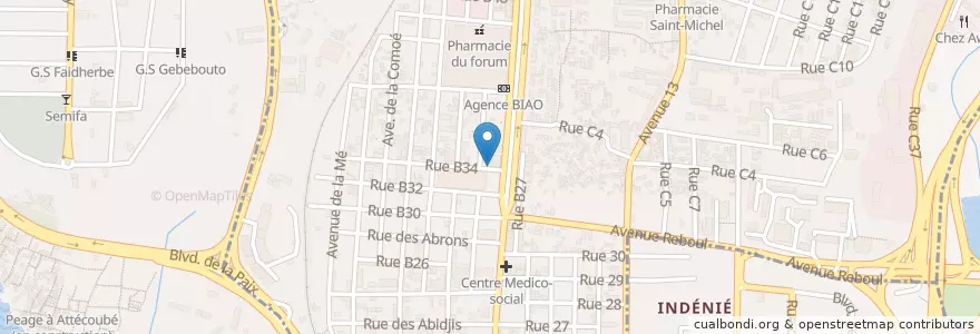 Mapa de ubicacion de Institution de la formation et d’éducation féminine en Elfenbeinküste, Abidjan, Adjamé.