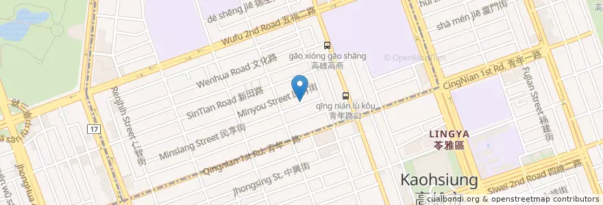 Mapa de ubicacion de 川味牛肉面 en 台湾, 高雄市, 新興区, 苓雅区.