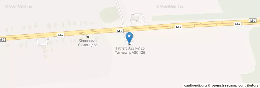 Mapa de ubicacion de Татнефть АЗС №126 en Rússia, Distrito Federal Central, Владимирская Область, Вязниковский Район, Сарыевское Сельское Поселение.
