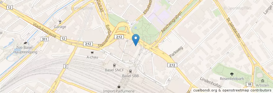 Mapa de ubicacion de Starbucks Centralbahnplatz en Schweiz/Suisse/Svizzera/Svizra, Basel-Stadt, Basel.