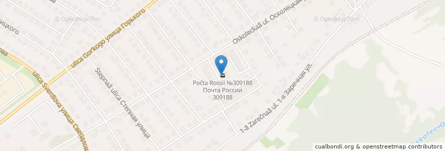 Mapa de ubicacion de Почта России №309188 en Rusia, Distrito Federal Central, Óblast De Bélgorod, Губкинский Городской Округ.