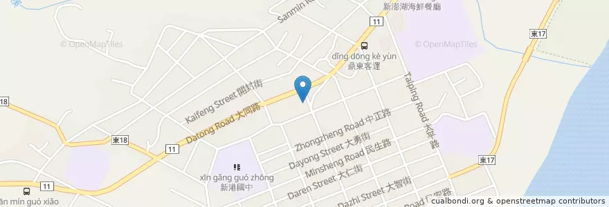 Mapa de ubicacion de 翔美美食 en تايوان, مقاطعة تايوان, مقاطعة تايتونغ, 成功鎮.