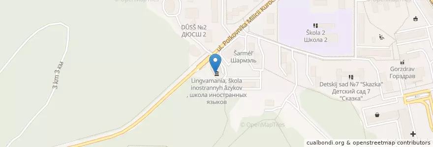 Mapa de ubicacion de Lingvamania en Rússia, Distrito Federal Central, Москва, Троицкий Административный Округ, Городской Округ Троицк.