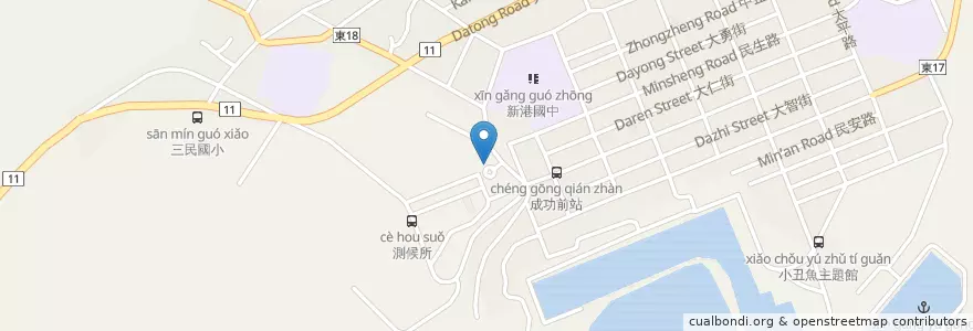 Mapa de ubicacion de 成功鎮圖書館 en Taiwan, Provincia Di Taiwan, Contea Di Taitung.