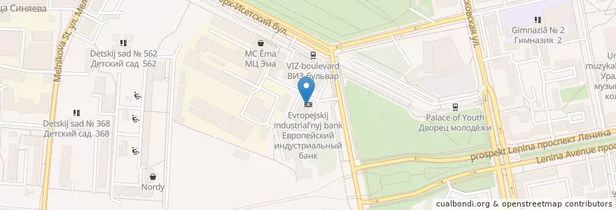 Mapa de ubicacion de Европейский индустриальный банк en Russie, District Fédéral De L'Oural, Oblast De Sverdlovsk, Городской Округ Екатеринбург.