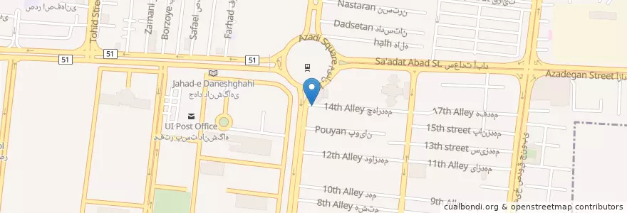 Mapa de ubicacion de کله پزی یاران en イラン, エスファハーン, شهرستان اصفهان, بخش مرکزی شهرستان اصفهان, اصفهان.