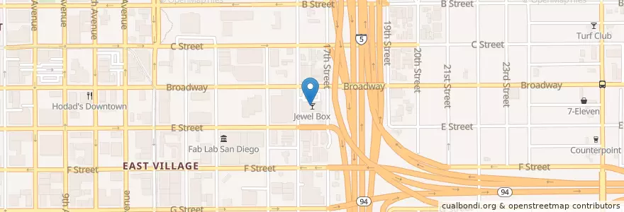 Mapa de ubicacion de Jewel Box en Stati Uniti D'America, California, San Diego County, San Diego.