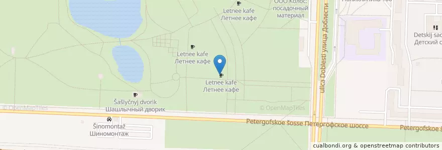 Mapa de ubicacion de Летнее кафе en Russie, District Fédéral Du Nord-Ouest, Oblast De Léningrad, Saint-Pétersbourg, Красносельский Район, Южно-Приморский Округ.