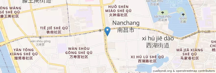 Mapa de ubicacion de 星巴克 en 中国, 江西省, 南昌市, 东湖区, 西湖街道.