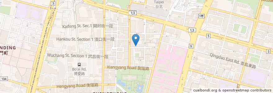 Mapa de ubicacion de 丹堤咖啡 en 臺灣, 新北市, 臺北市, 中正區.