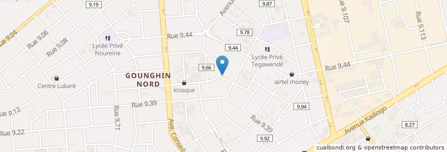 Mapa de ubicacion de Night Club la Transition en ブルキナファソ, Centre, Kadiogo, ワガドゥグー.