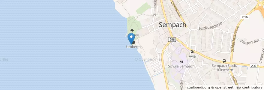 Mapa de ubicacion de Bootsverleih Umberto en Schweiz/Suisse/Svizzera/Svizra, Luzern, Sempach.