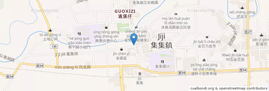 Mapa de ubicacion de 集集鎮觀光夜市入口 en Tayvan, 臺灣省, Nantou, 集集鎮.
