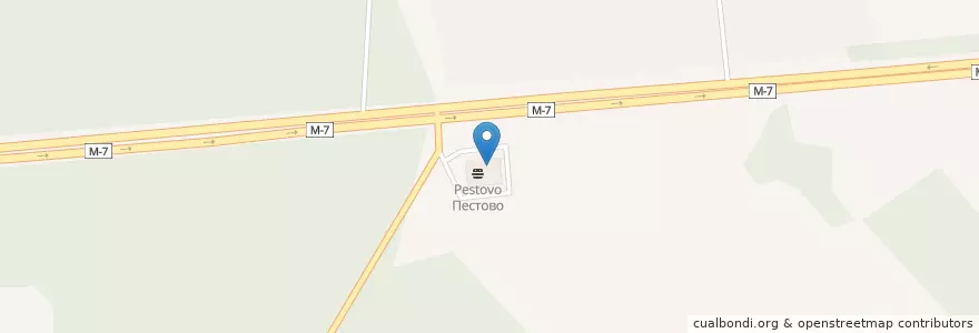 Mapa de ubicacion de Пестово en Russie, District Fédéral Central, Oblast De Vladimir, Ковровский Район, Новосельское Сельское Поселение.
