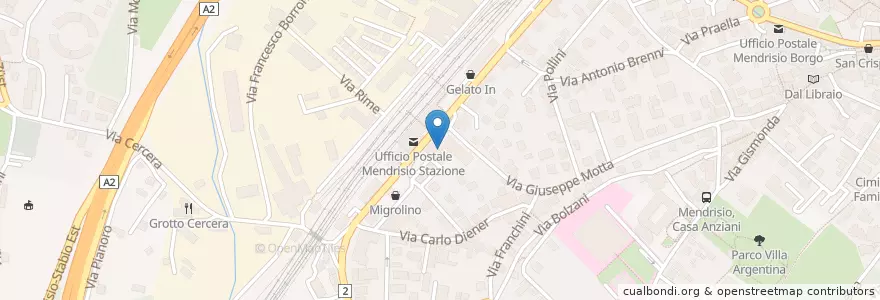Mapa de ubicacion de Pizzeria Milano en İsviçre, Ticino, Distretto Di Mendrisio, Circolo Di Mendrisio, Mendrisio.