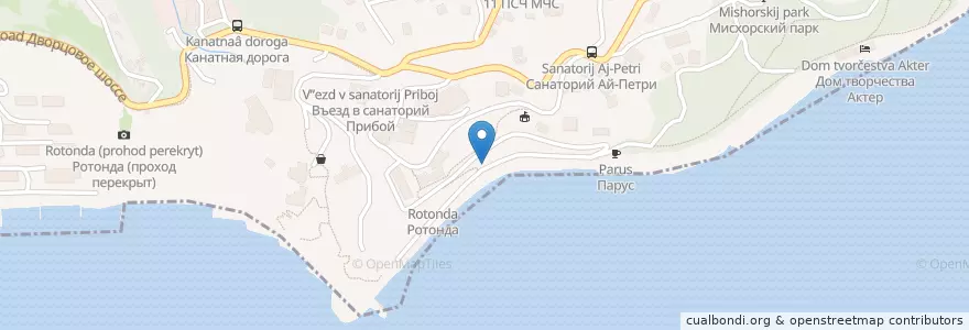 Mapa de ubicacion de Морской en Rússia, Distrito Federal Do Sul, República Autônoma Da Crimeia, República Da Crimeia, Ялтинский Городской Совет, Городской Округ Ялта.