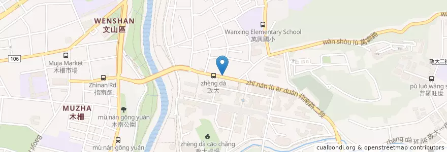 Mapa de ubicacion de 大胖小吃(廢墟) en Taiwan, Nuova Taipei, Taipei, 文山區.