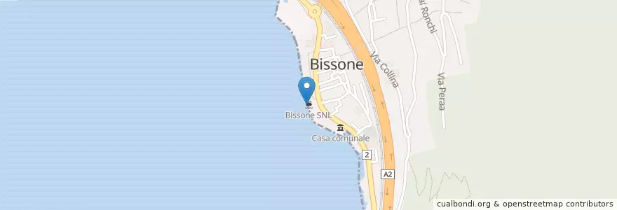 Mapa de ubicacion de Bissone SNL en Швейцария, Тичино, Лугано, Lago Di Lugano, Circolo Del Ceresio, Bissone.