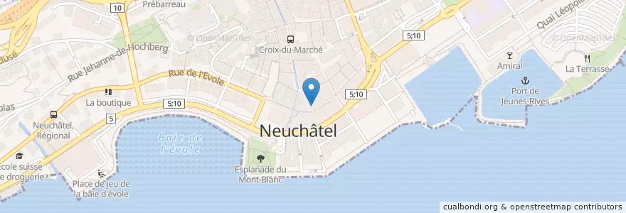 Mapa de ubicacion de UBS en Schweiz/Suisse/Svizzera/Svizra, Neuchâtel, Lac De Neuchâtel (Ne), Neuchâtel.