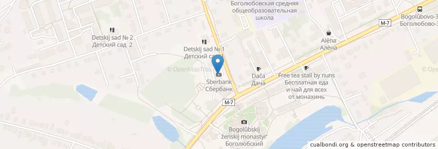 Mapa de ubicacion de Sberbank en Russia, Central Federal District, Vladimir Oblast, Suzdalsky District, Боголюбовское Сельское Поселение.