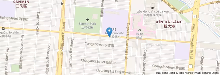 Mapa de ubicacion de 正宗迪化街紅麵線 en 타이완, 가오슝시, 싼민구.