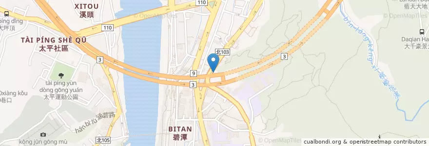 Mapa de ubicacion de 驛站担子麵 en 타이완, 신베이 시, 신뎬 구.