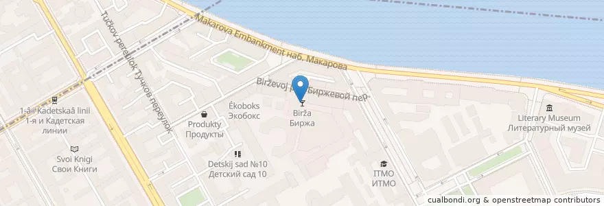 Mapa de ubicacion de Биржа en Russie, District Fédéral Du Nord-Ouest, Oblast De Léningrad, Saint-Pétersbourg, Василеостровский Район, Округ № 7.