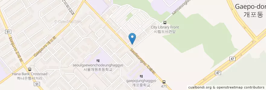 Mapa de ubicacion de 피자헛 en South Korea, Seoul, Gangnam-Gu, Gaepo-Dong, Gaepo 1(Il)-Dong.