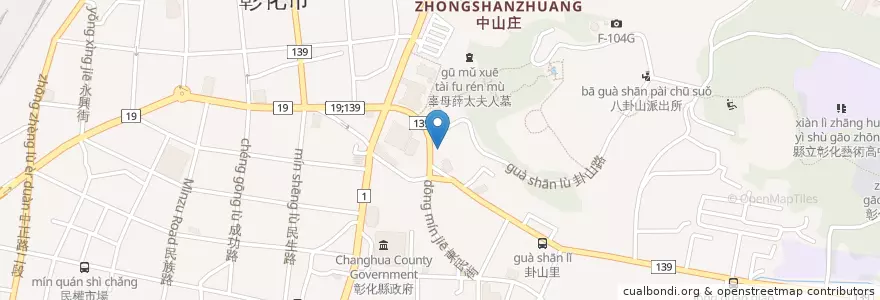 Mapa de ubicacion de 彰化縣立美術館 en 台湾, 台湾省, 彰化県, 彰化市.