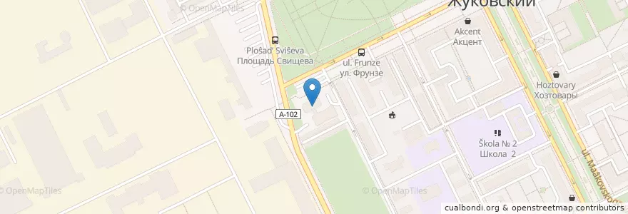 Mapa de ubicacion de Администрация городского округа Жуковский en Russland, Föderationskreis Zentralrussland, Oblast Moskau, Rajon Ramenskoje, Stadtkreis Schukowski.